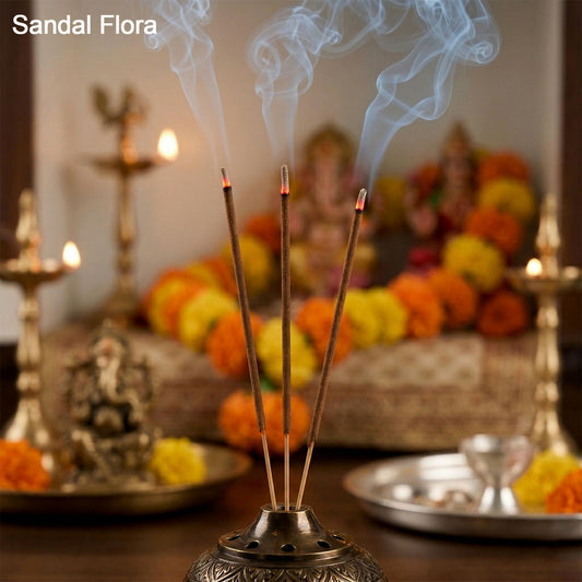 Sandal Flora Incense Sticks with creamy sandalwood aroma