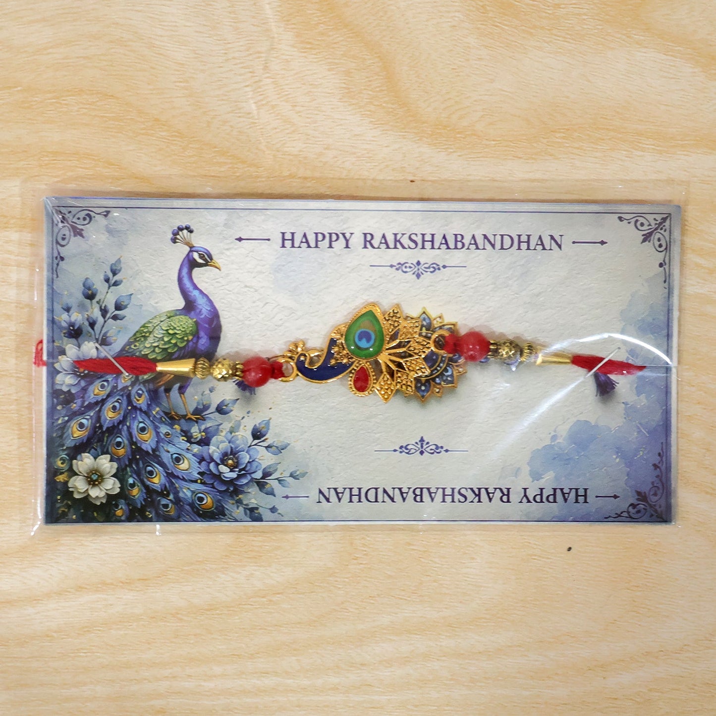 Peacock Rakhi, Vibrant Enamel & Beadwork Design (10pcs)