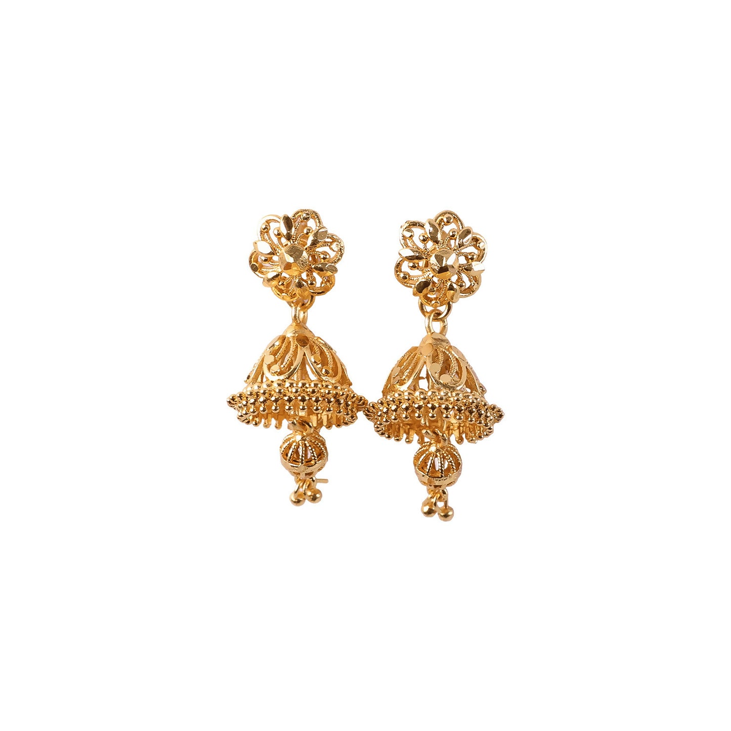 Exquisite Ethnic Gold-Toned Jhumki Earrings for Weddings and Festive Wear