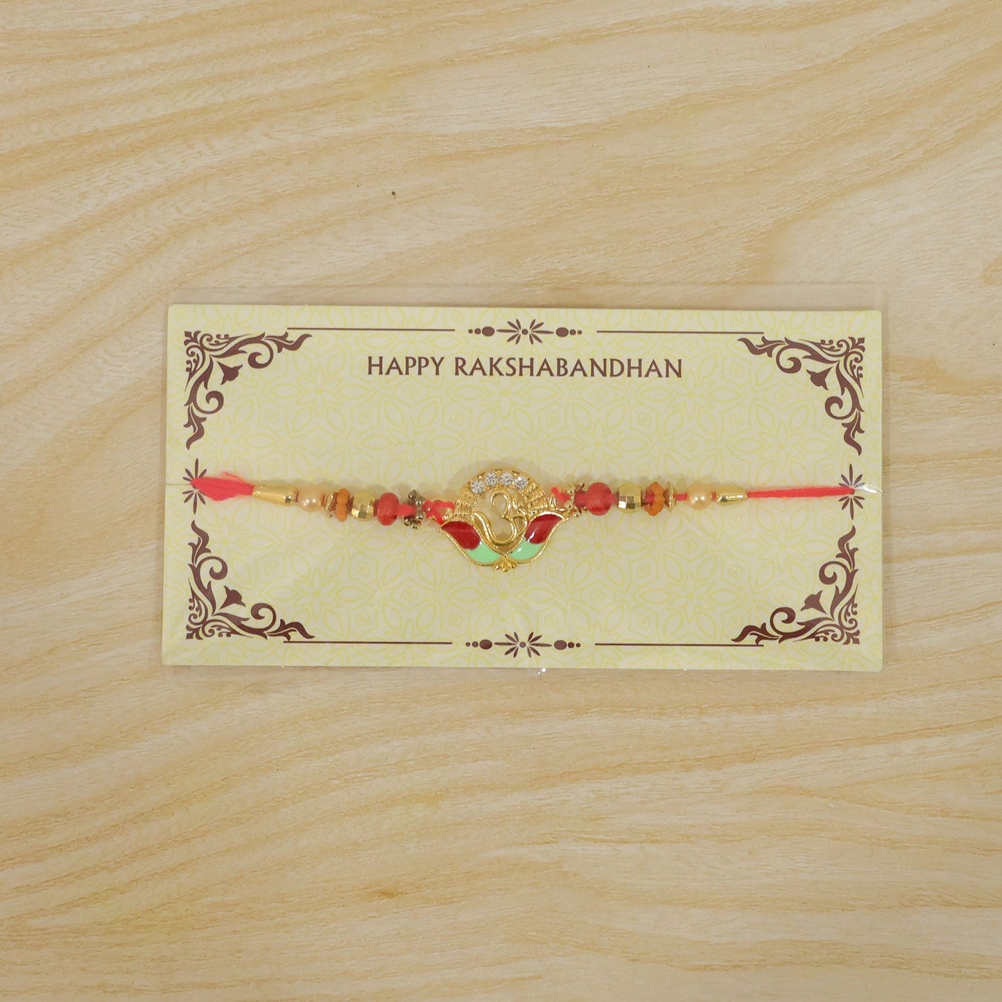 Traditional Om Rakhi for Brother with Decorative Thread (5pcs)