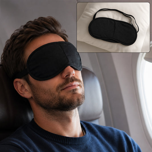 Soft black fabric sleeping eye mask