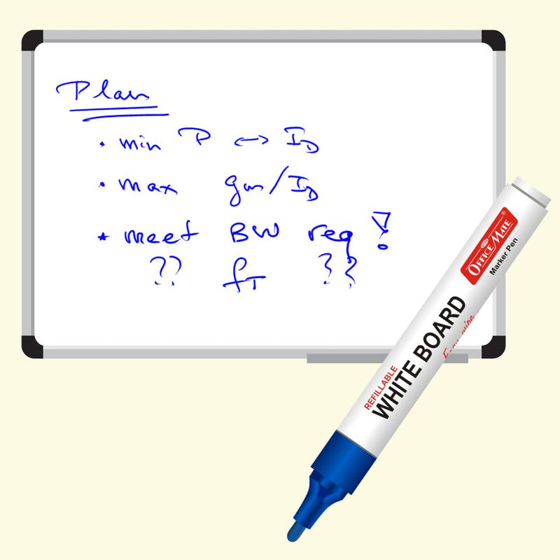 Refillable Whiteboard Marker Pens Blue Ink (10 Pcs) – Bullet Tip, Easy Erase