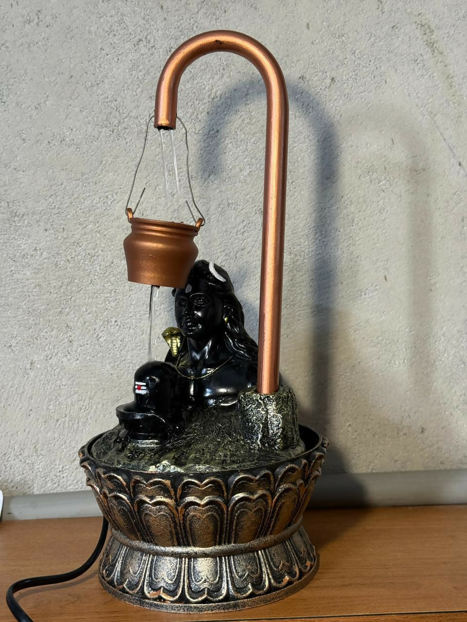 Lord Shiv Tabletop Water Fountain for Home Temple & Living Room Decor