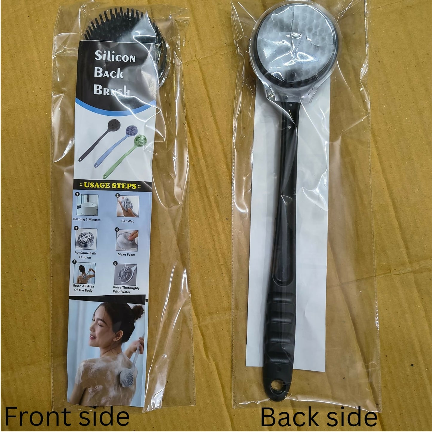 Long Handle Silicone Bath Brush for Body Cleaning & Massage