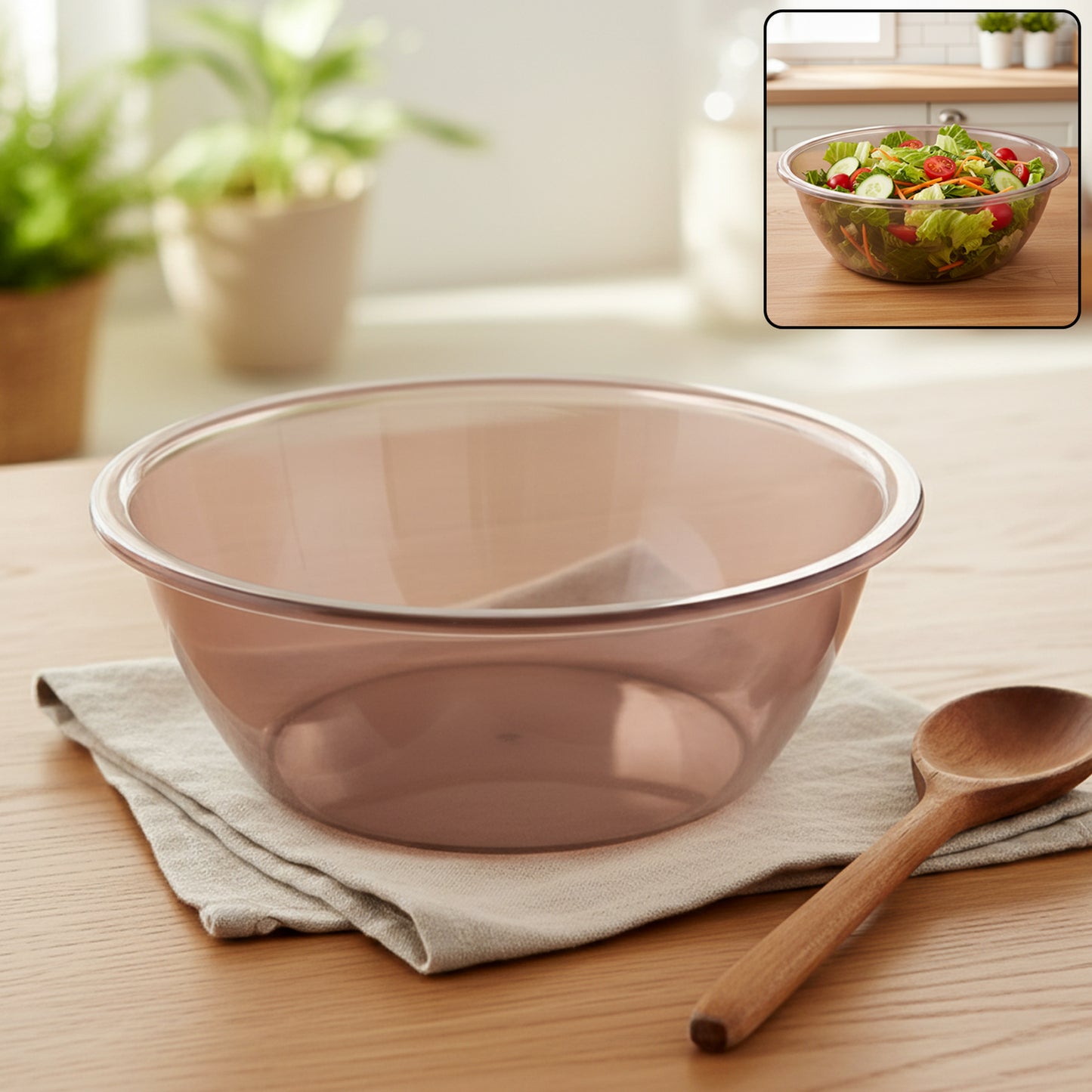 Transparent Multipurpose Mixing and Serving Bowl (25 x 25 cm, 1 Pc)