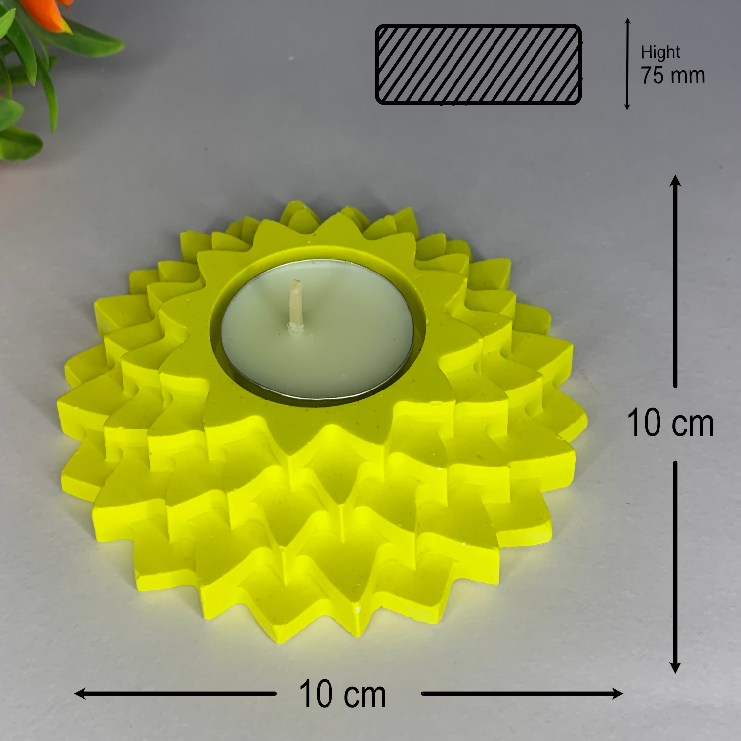 Flower 5-Layer Diya yellow tealight candle Elegant Home Decor Handmade.