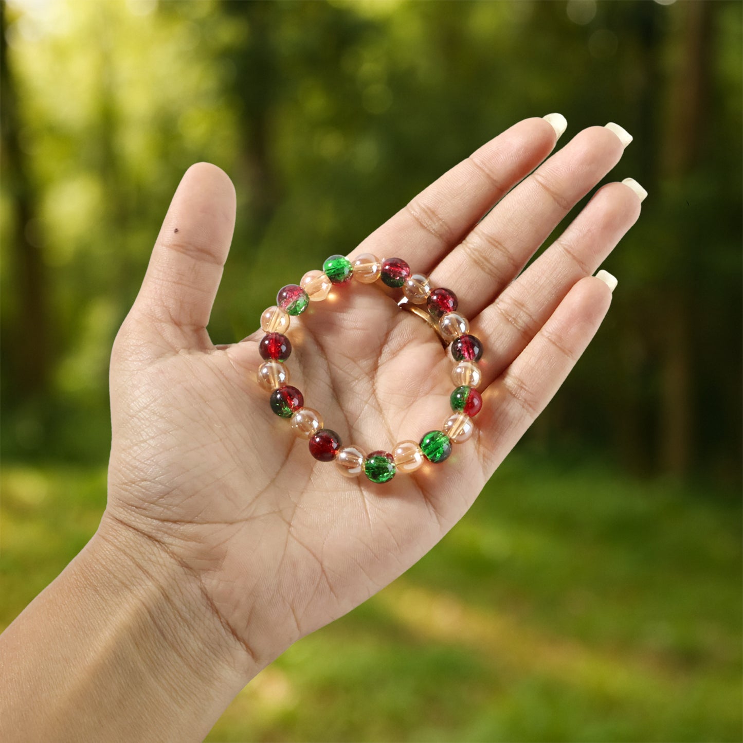 Multicolor Glossy Bead Stretch Bracelet (1 Pc)