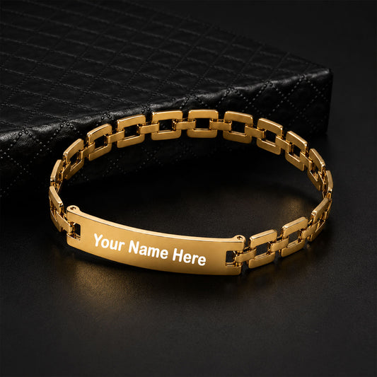 Gold-Plated Personalized Name Bracelet – Custom Engraved Gift