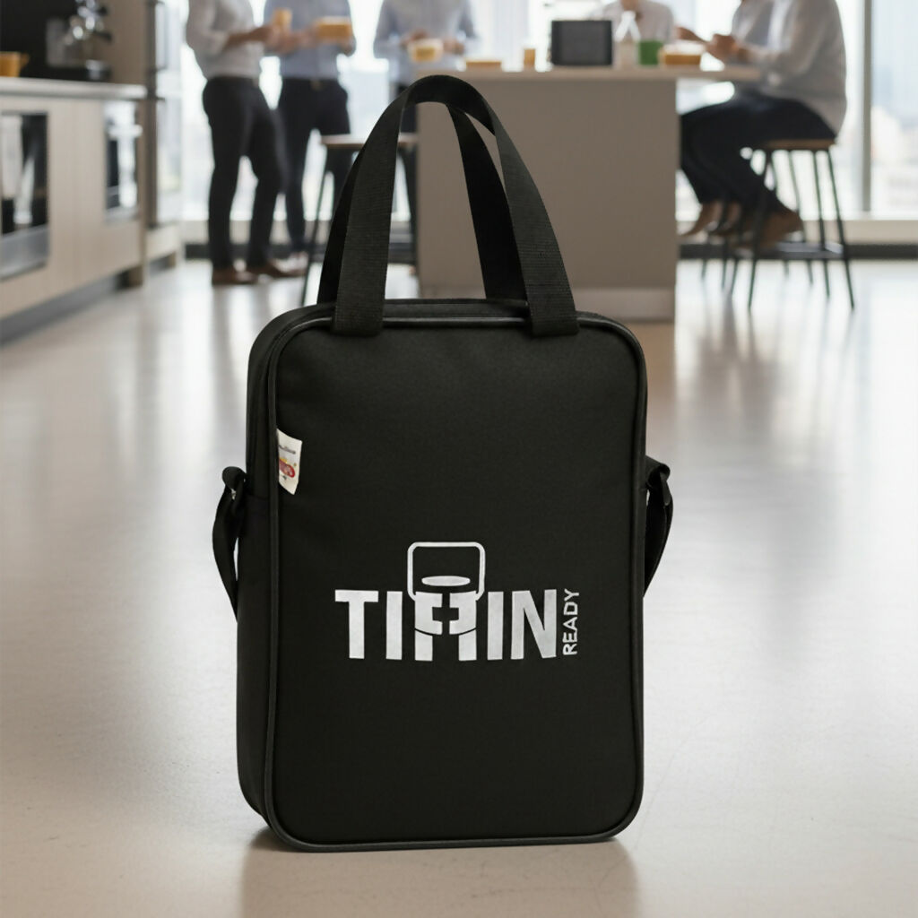 Tiffin Ready Premium Lunch Bag | Tiffin Carrier | Stylish Black Office, School & Travel Lunch Box Bag for Men & Women