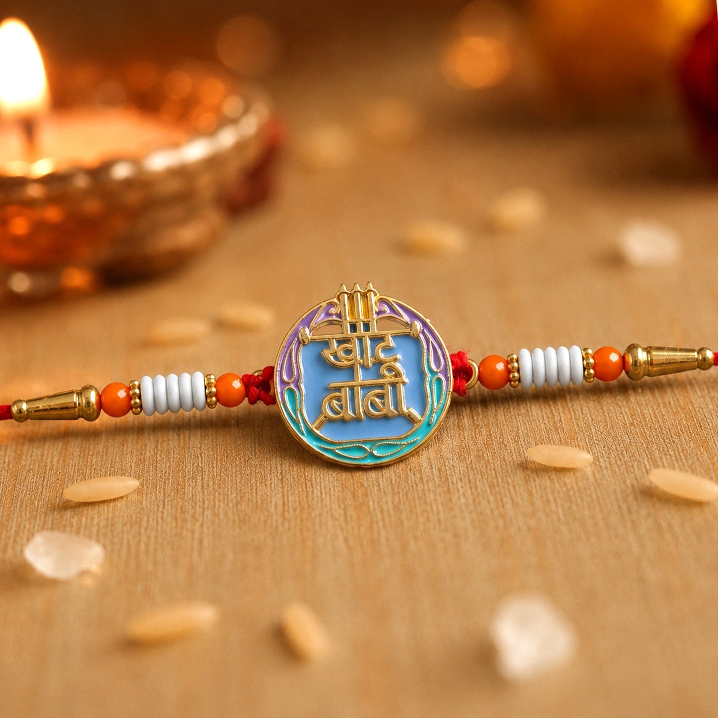 Colorful Rakhi with Beads & Religious Symbol for Brothers (10pcs)