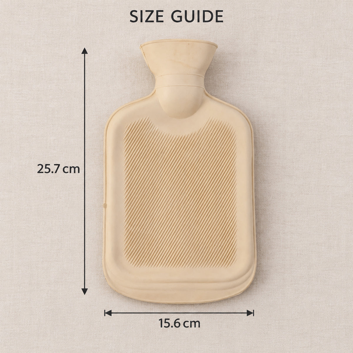 Rubber Hot Water Bag with Ribbed Surface and Wide Filling Mouth (1 Pc)