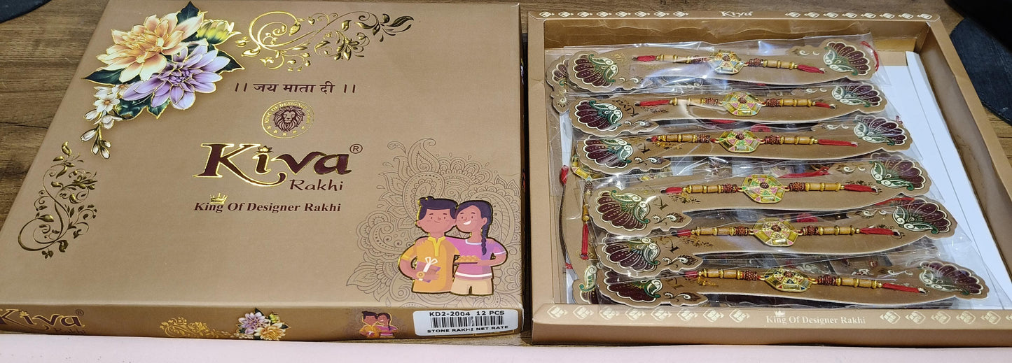 Grand Set of 12 Ornate Hexagonal Meenakari Rakhis