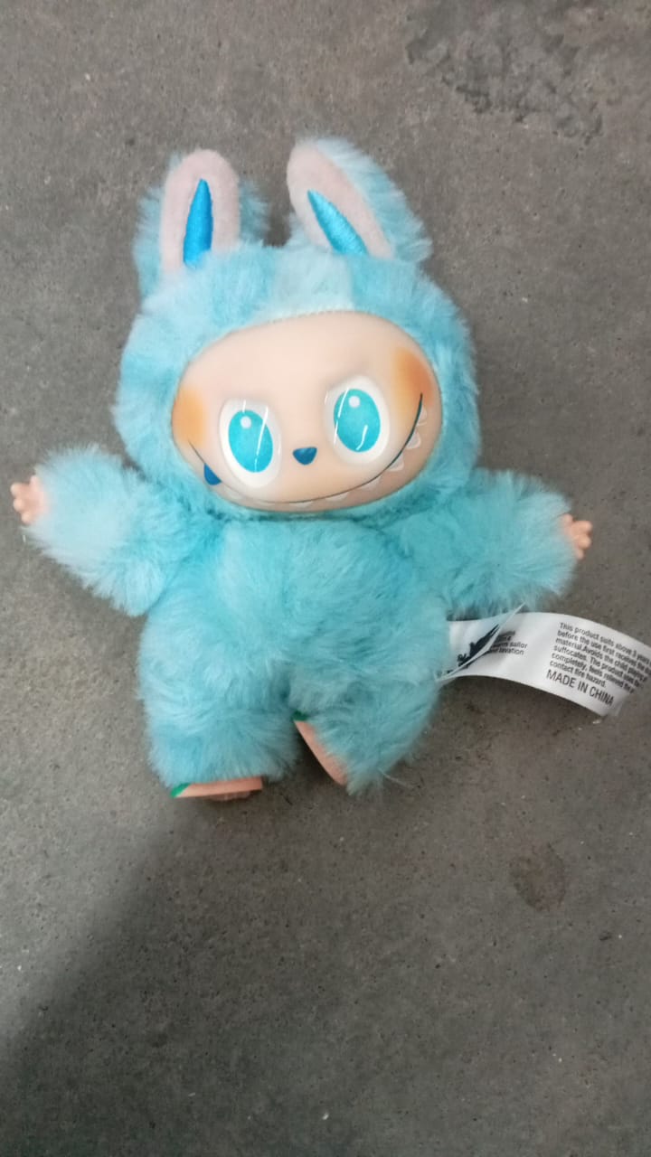 Sky Blue Plush Toy Cartoon Keychain with Hook Colorful Animal Sky Blue Have a Seat Vinyl Plush Blind Box (1 Pc)