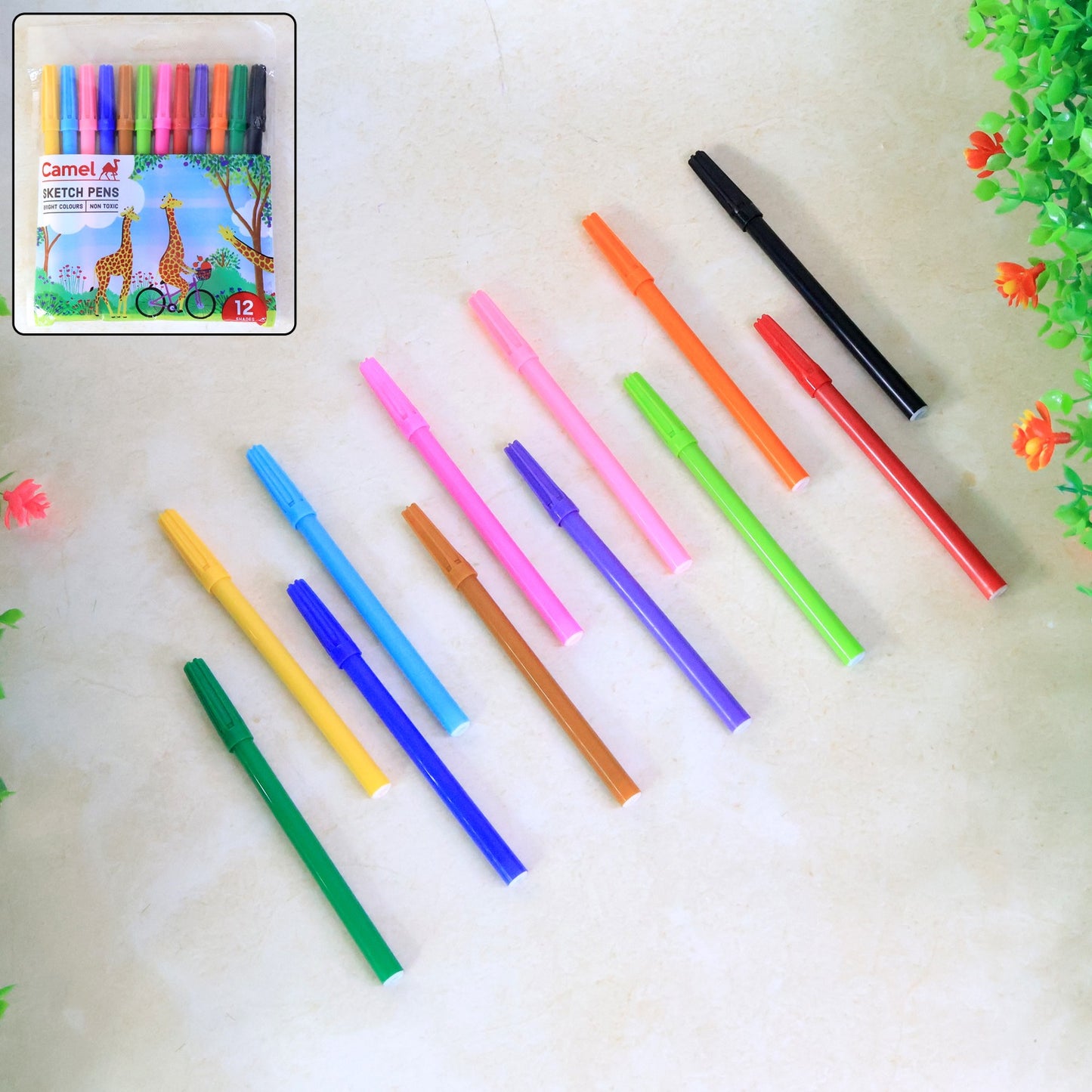 Camel Sketch Pens – 12 Colorful Shades for Drawing, Sketching, and Artistic Creativity