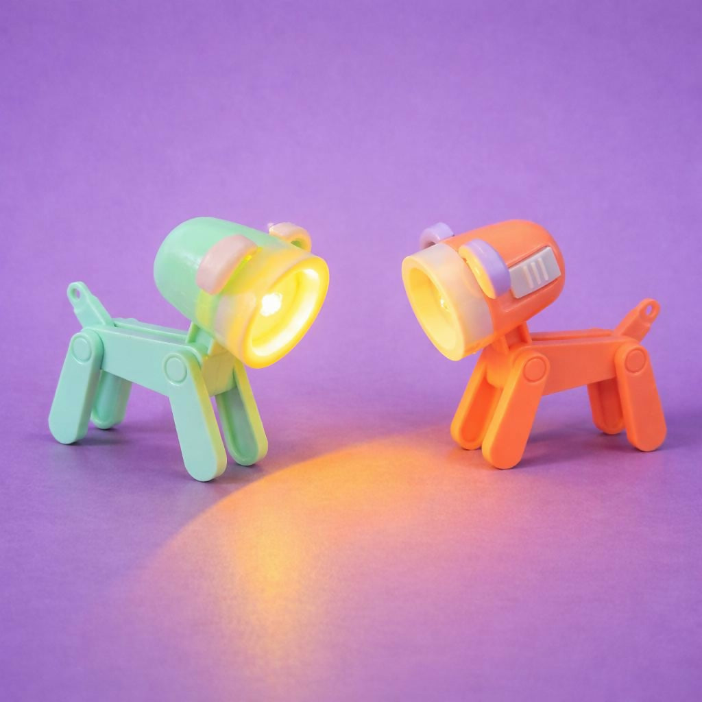 Cute dog LED flashlight in use during nighttime