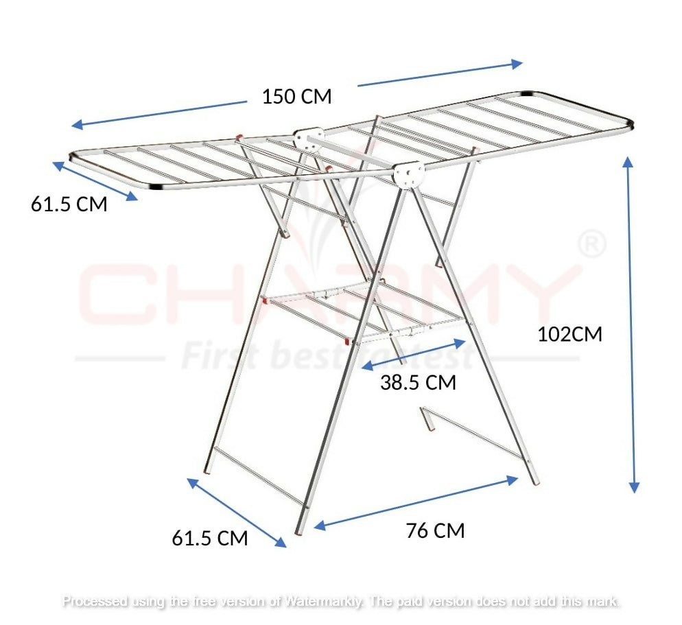 Foldable Stainless Steel Clothes Drying Rack | Single Layer | Rust-Resistant | 150 x 76 x 102 cm | Heavy-Duty