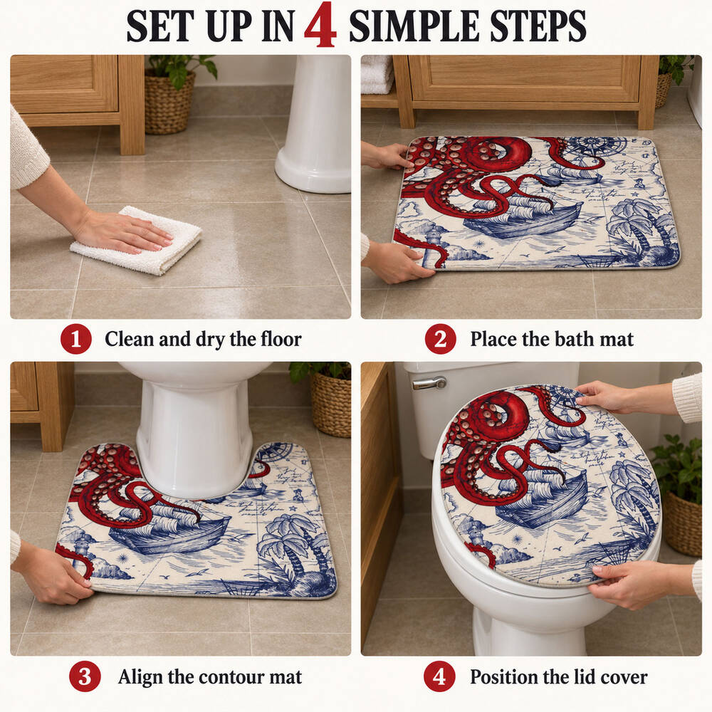 3 in 1 Bathroom Mat Set – Absorbent & Anti-Slip for Safety and Comfort