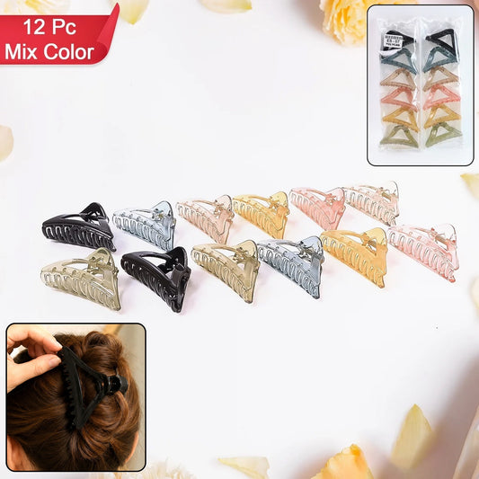 Triangle Hair Claw Clip – Durable 12 Pc Mix Color Set