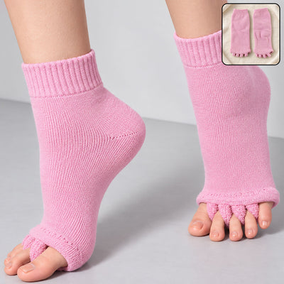 Cotton Blend Open-Toe Comfort Socks with Toe Separators and Ribbed Cuffs (1 Pair)