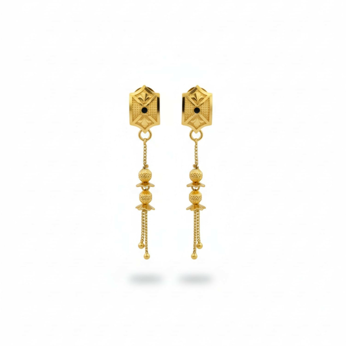 Long Chain Beads Golden Earrings for Women & Girls – Traditional Fancy Jewellery Gift