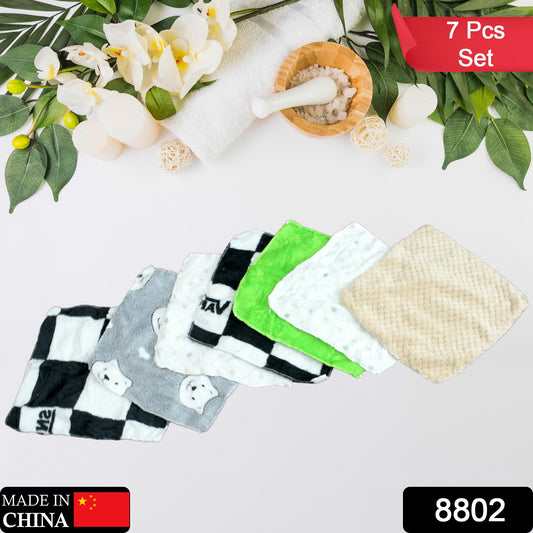 कॉटन हैंड टॉवल माइक्रोफाइबर वॉश बेसिन हैंगिंग हैंड टॉवल नैपकिन माइक्रोफाइबर क्लॉथ कार्टून किचन एक्सेसरीज, यात्रा के अनुकूल | घर और किचन में इस्तेमाल (7 पीस सेट)