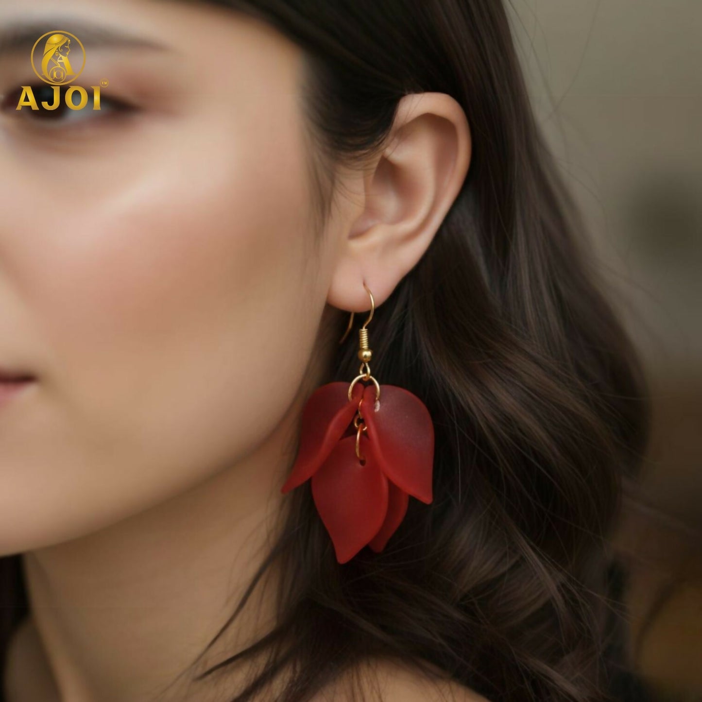 Luxury Multi-Petal Floral Drop Kati Earrings | Handcrafted Matte Finish Statement Earrings in Elegant Pastel & Bold Shades.