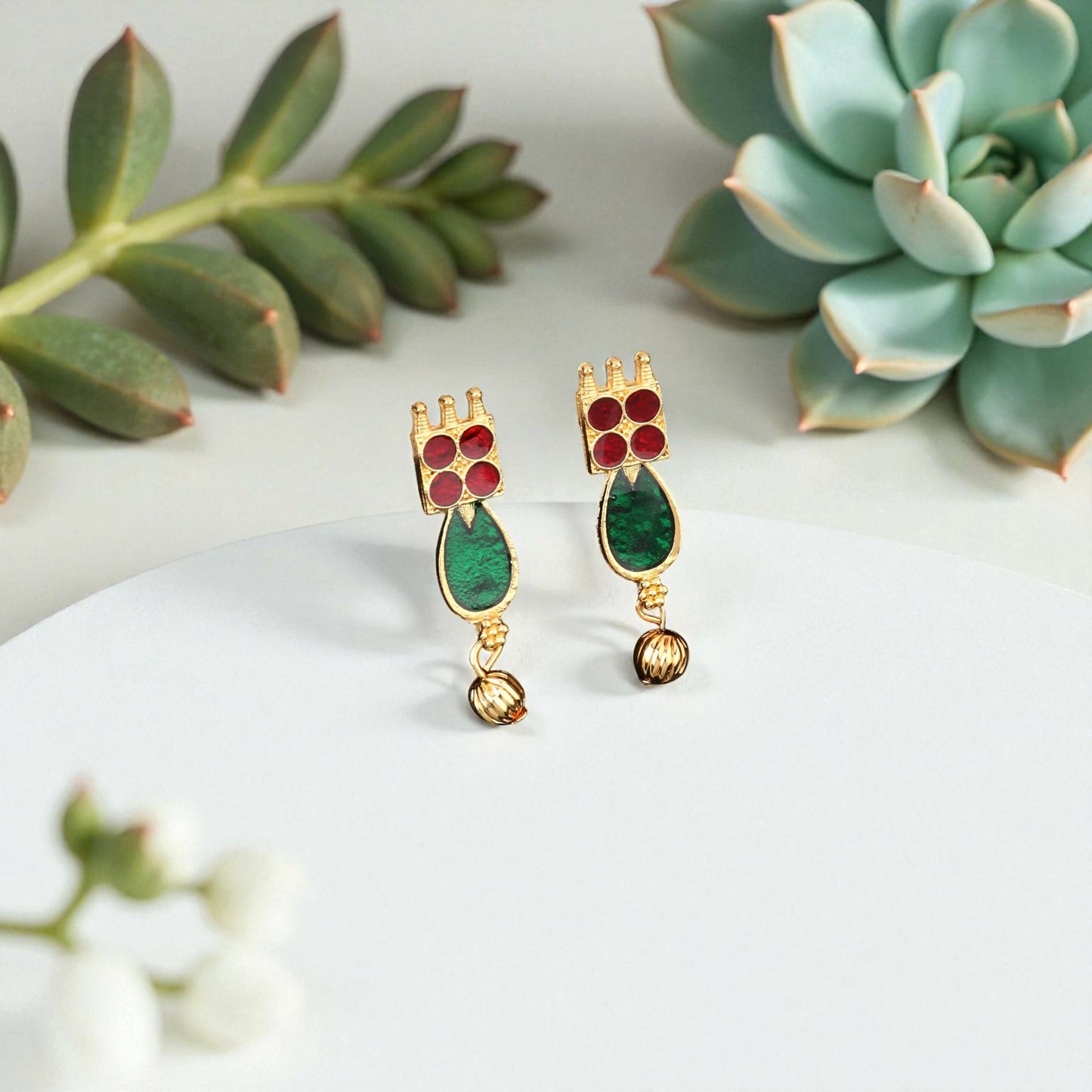 Four-Strand Faux Pearl Choker with Gold-Tone Floral Pendant