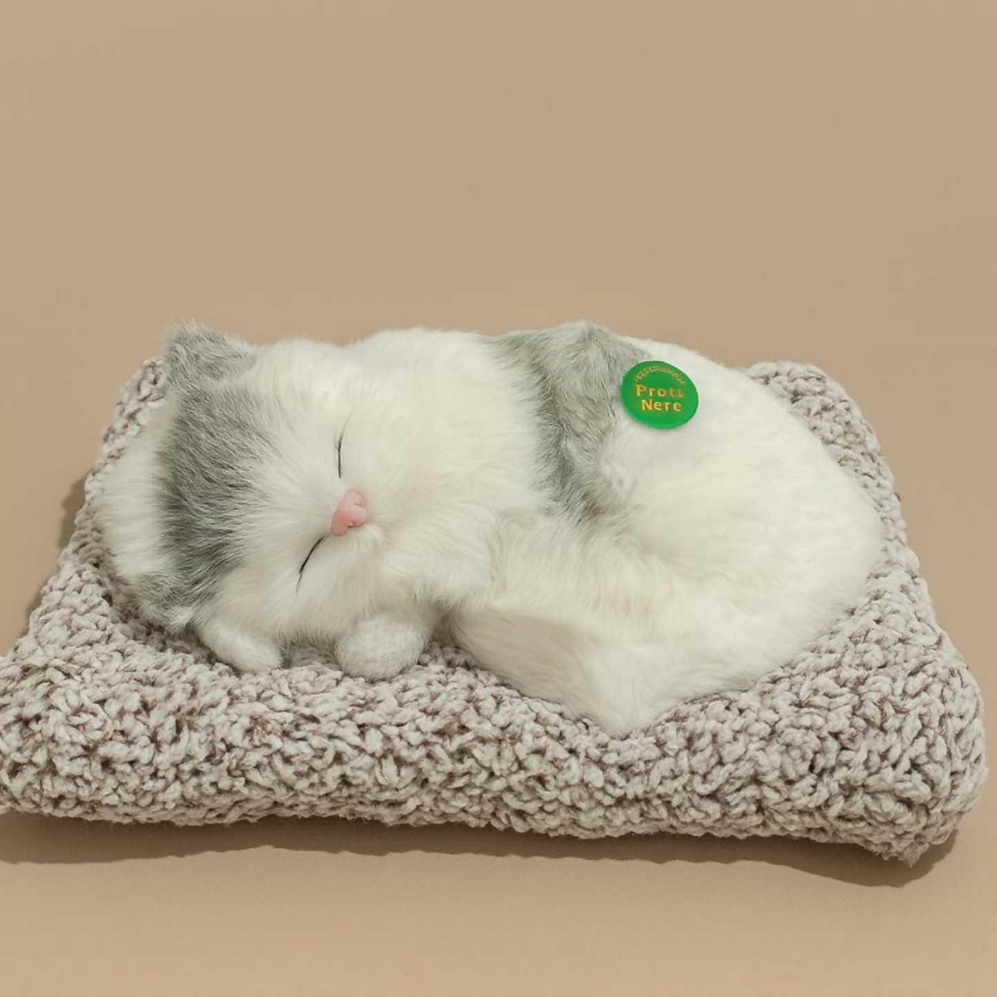 Premium Grey & White Sleeping Cat Dashboard Toy