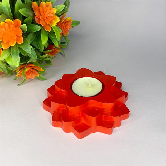 Flower 4-Layer Diya red tealight candle Elegant Home Decor Handmade
