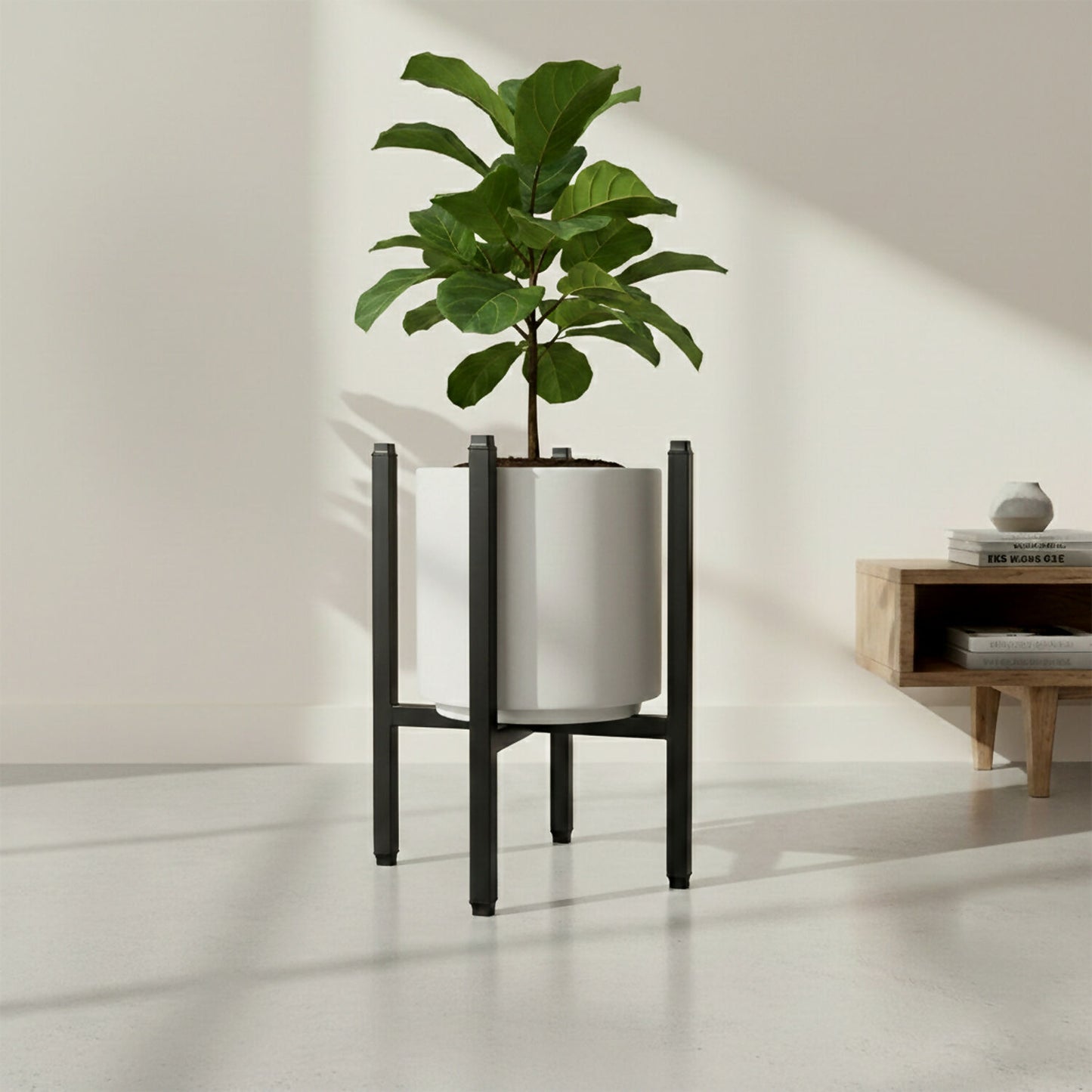 Modern Metal Floor Plant Stand for Indoor Home & Living Room Décor (10x10x15 Inch)