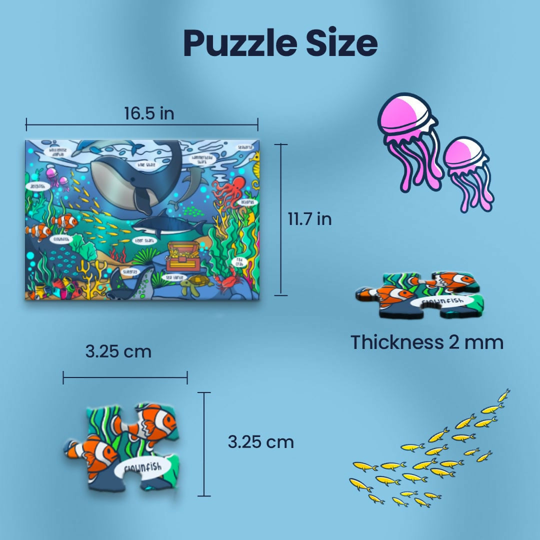 SEA MYSTERY PUZZLE LET'S FIND OUT - AGE 3+ (38 PUZZLE PIECES) MDF PUZZLE SERIES