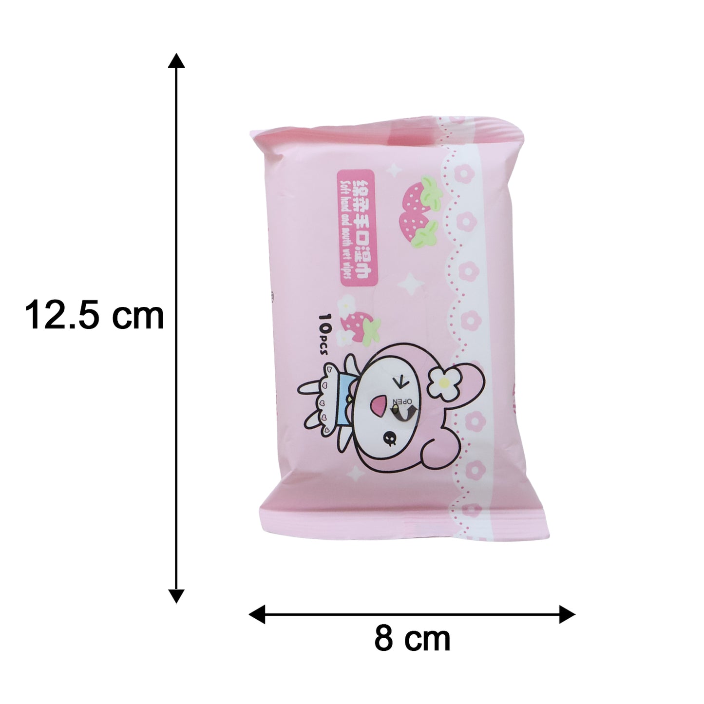 Size reference image for cartoon printed wet wipes pack