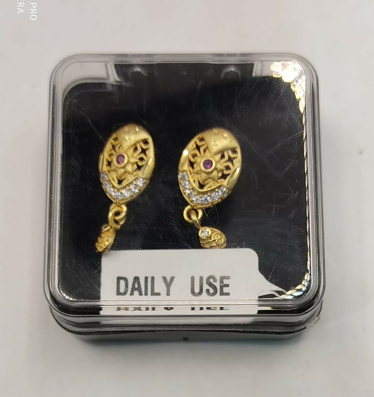 Gold Plated Oval Stud Earrings with AD for women and girls