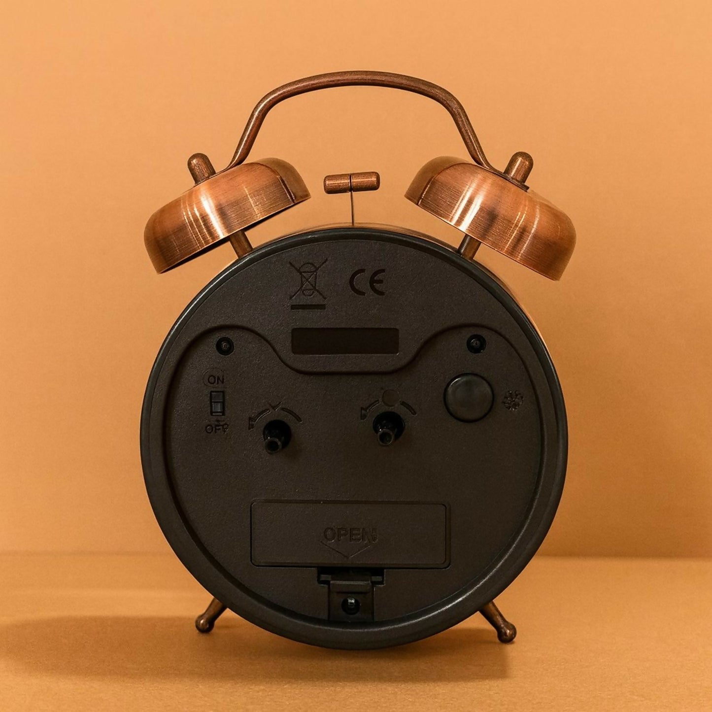 Vintage Bronze Twin Bell Alarm Clock with Loud Ringer | Retro Classic Bedside Table Clock with Antique Floral Dial & Metal Frame | Battery Operated Analog Clock for Home, Bedroom, Office & Gifting