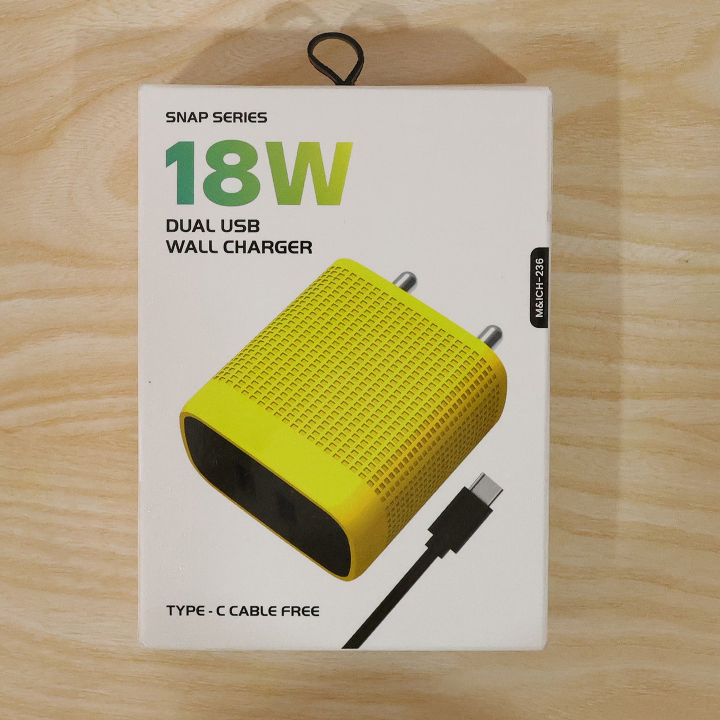 18W Dual USB Fast Charging Wall Charger Adapter with Free Type C Cable
