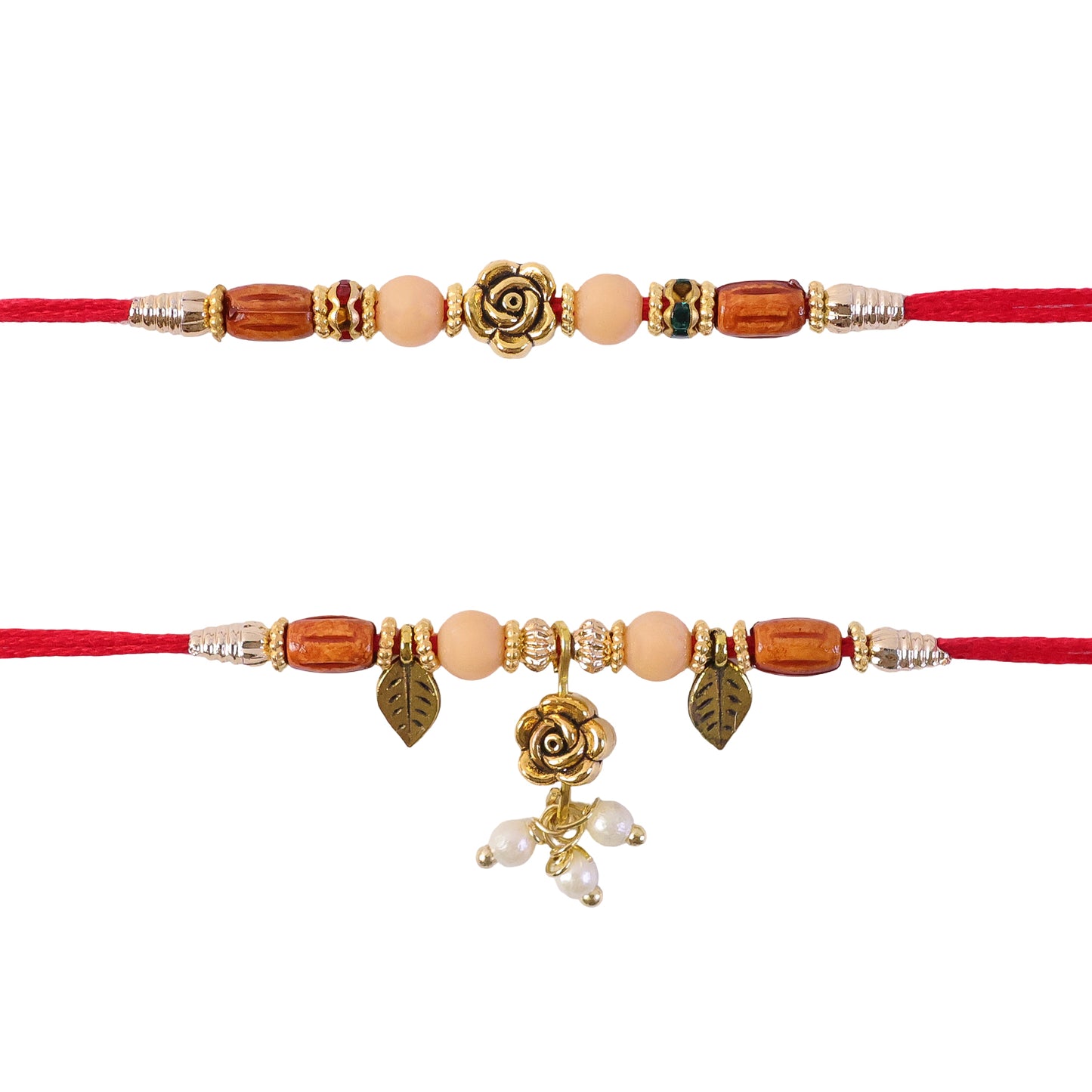 Traditional Om Couple Rakhi Set with Rudraksha Crystal Beads