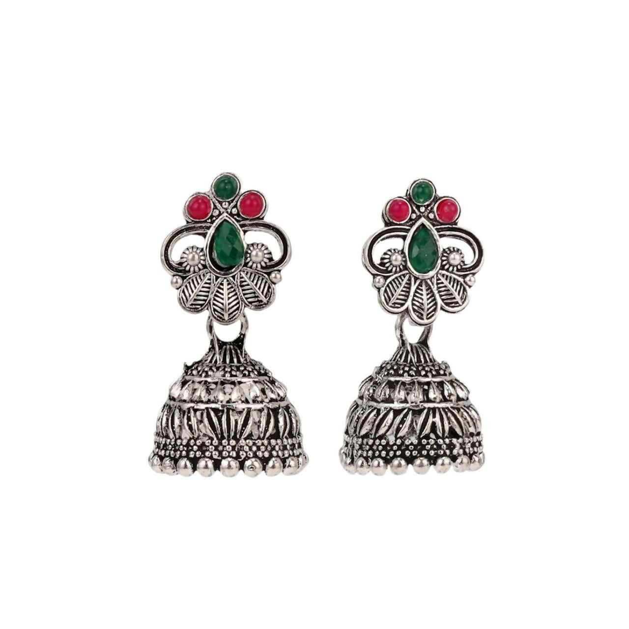 Traditional Oxidised Silver Jhumka Earrings Combo Set for Women & Girls (Set of 4)