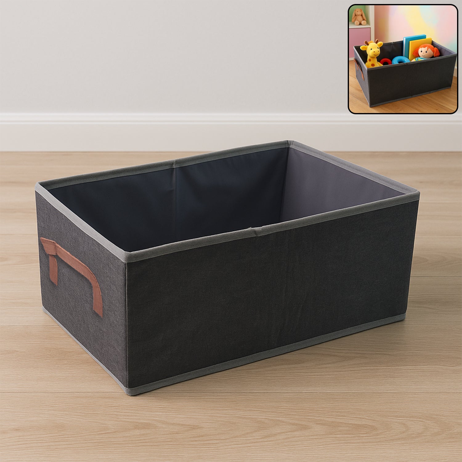 Foldable Rectangular Storage Box with Handle (46x28 cm / 1 Pc)