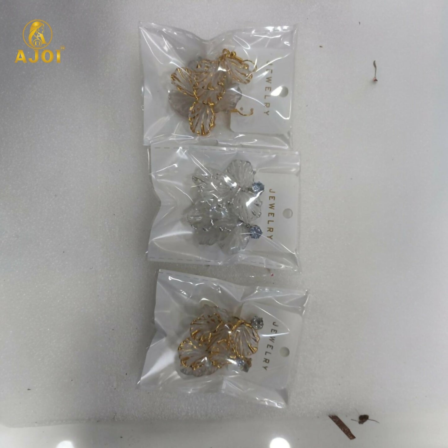 Transparent Leaf Design Drop Earrings Combo (3 Pair Set)