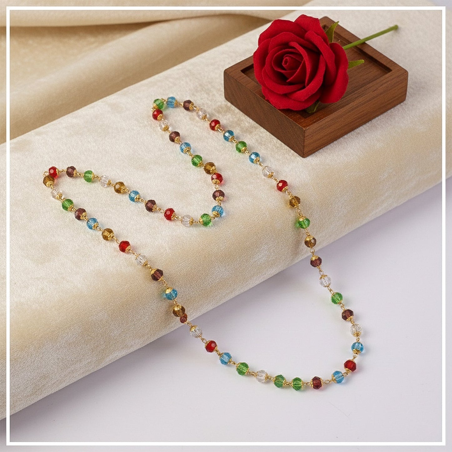 Multicolour Crystal Beaded Necklace – Elegant Lightweight Jewelry