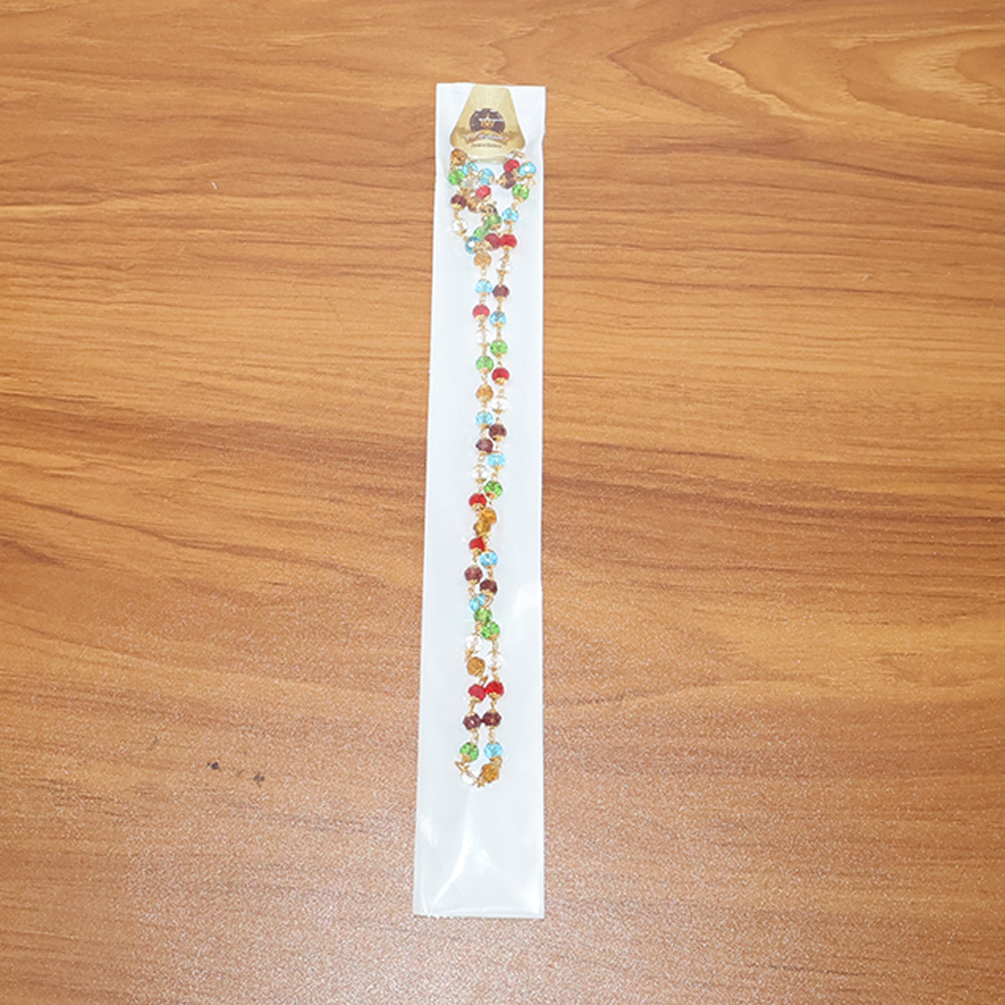 Multicolour Crystal Beaded Necklace with Gold-Tone Links (1Pc)