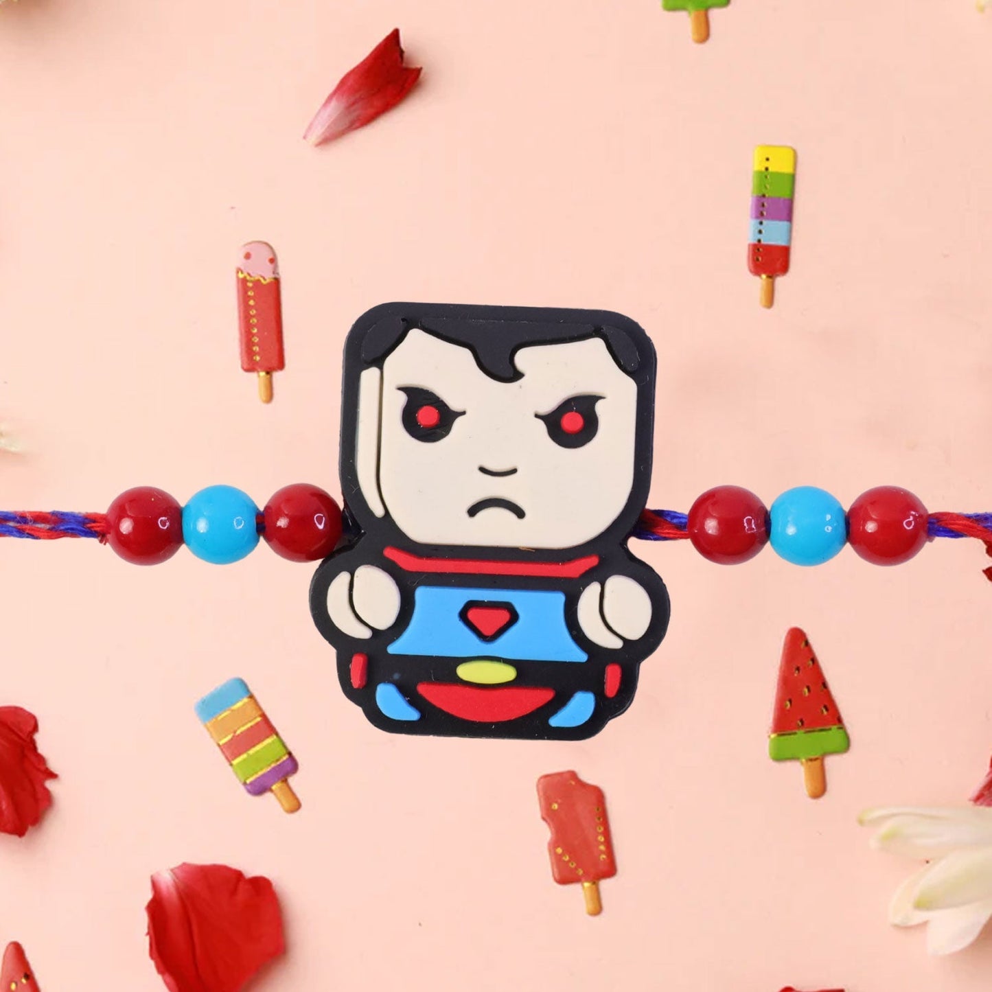 Superhero Rakhi for Brother Cartoon Character Kids Beaded Design (10pcs)