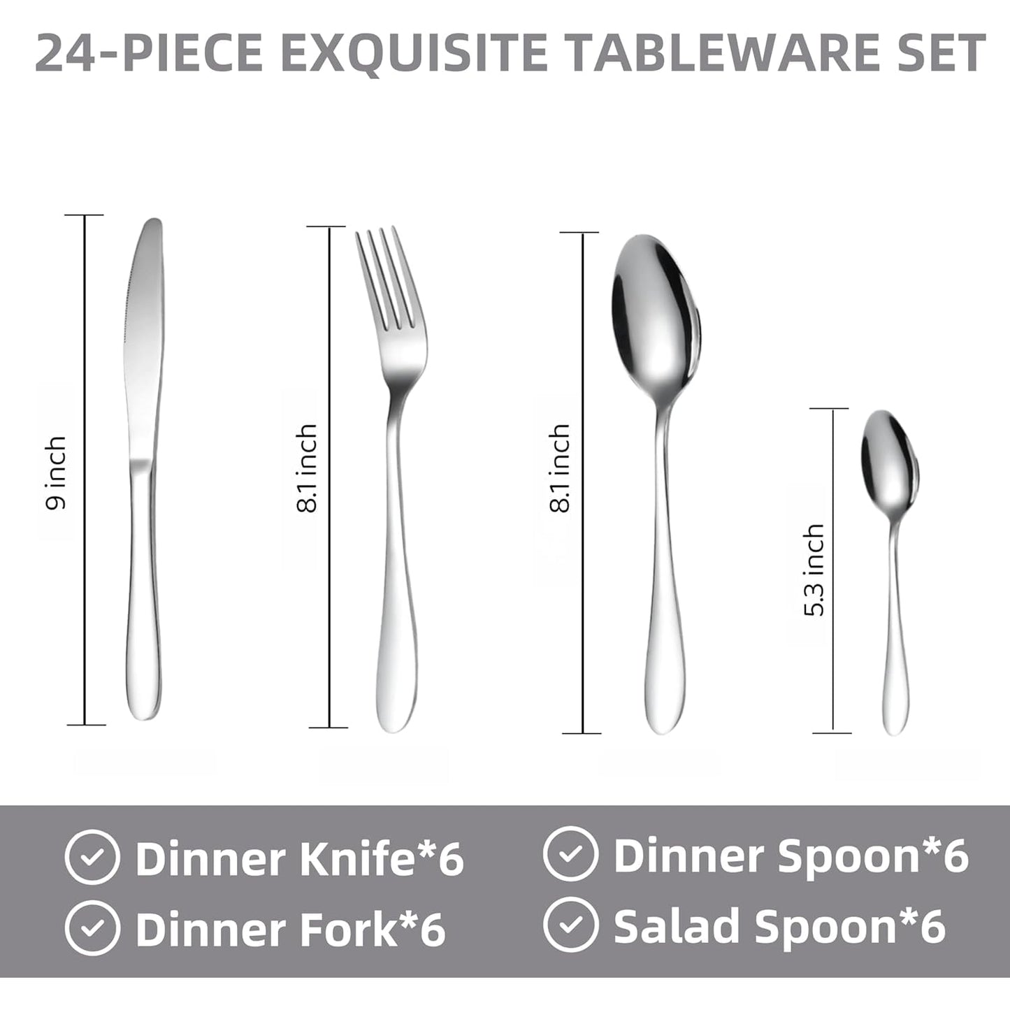 Premium Stainless Steel Polished Cutlery Set (24 Pc)