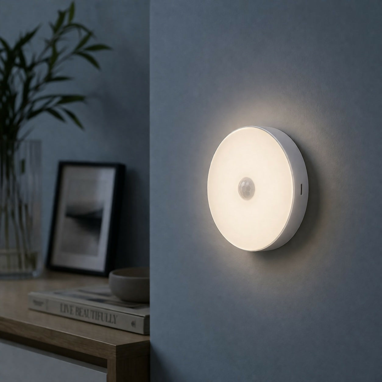 Motion Sensor LED Night Light Rechargeable Wall Lamp