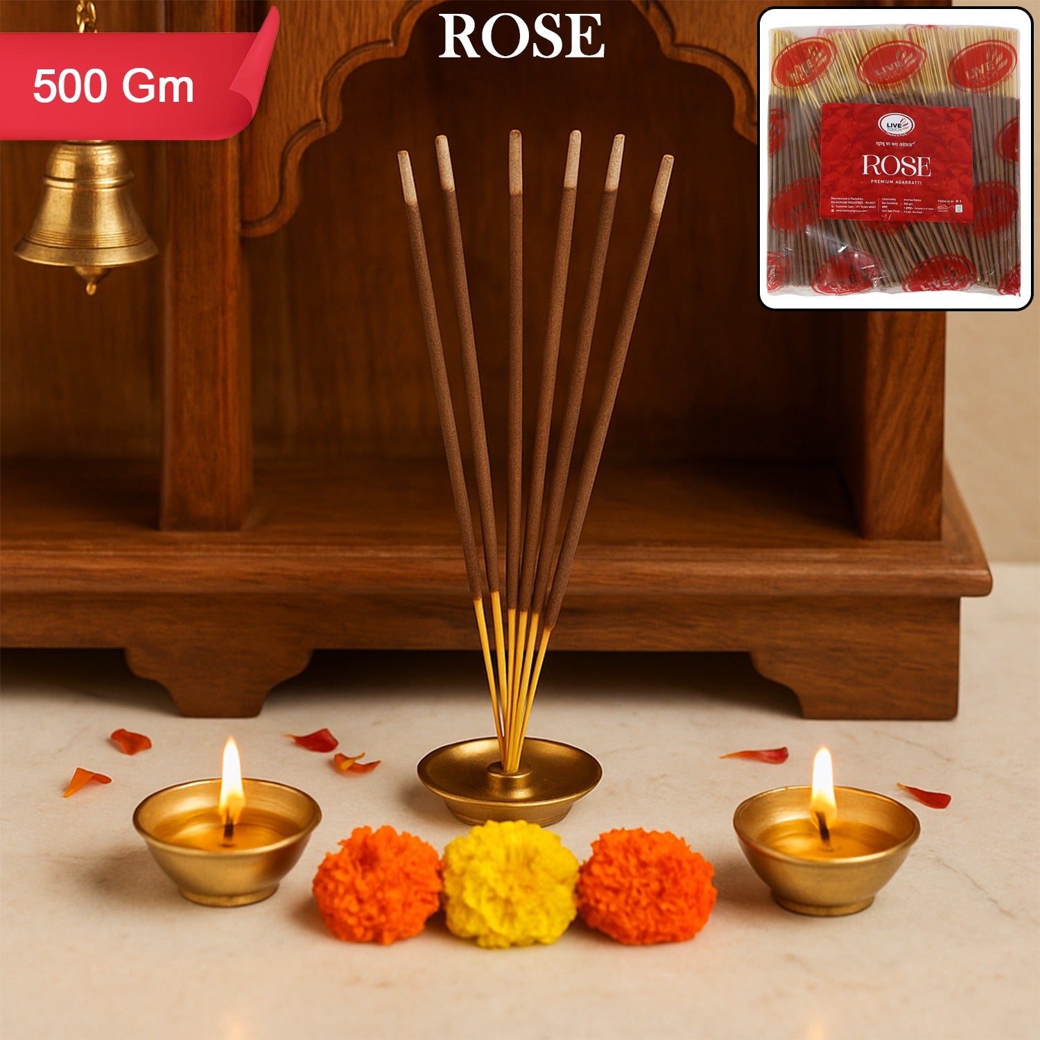 Rose Premium Incense Sticks 500g Long-Lasting Fragrance Agarbatti for Home
