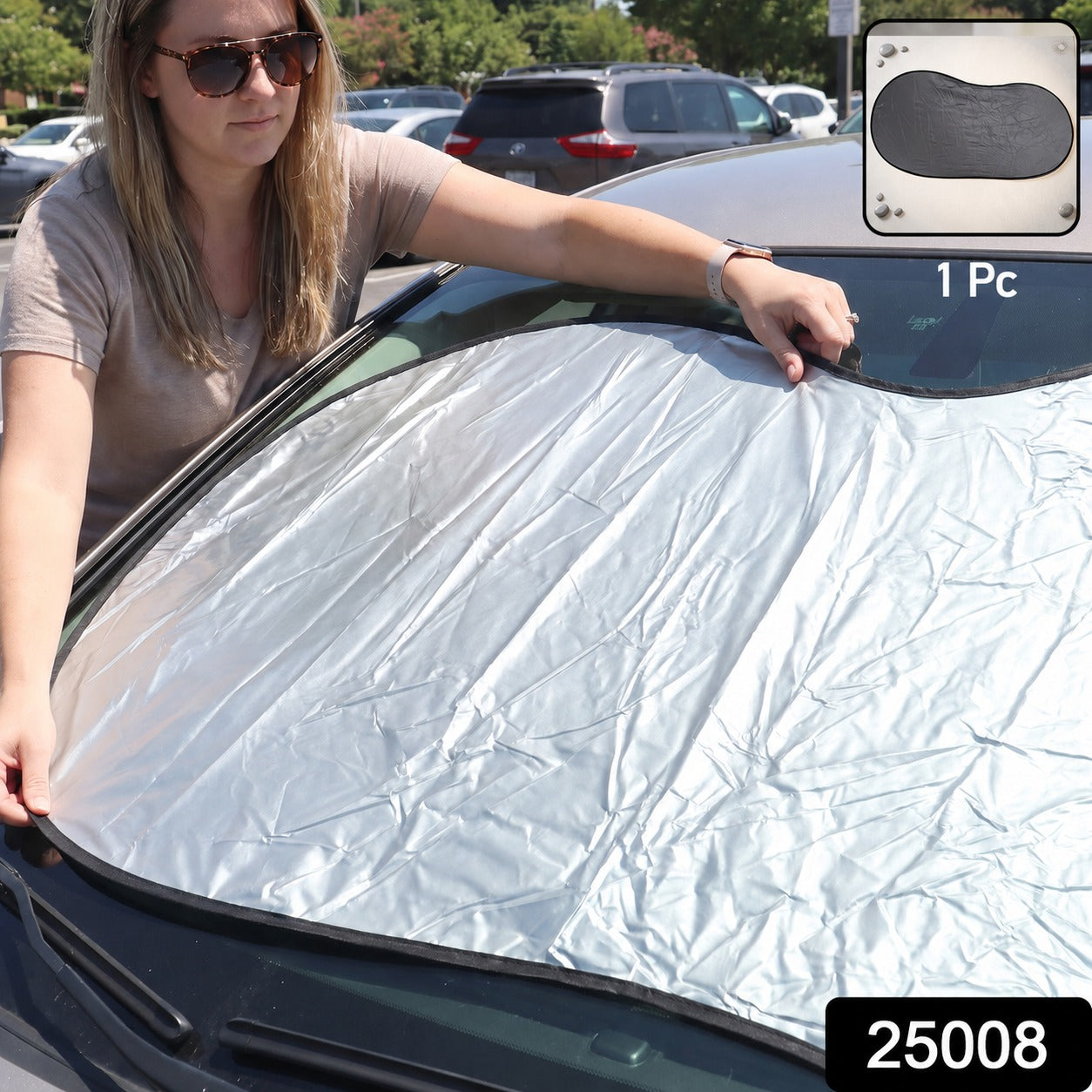Foldable Car Windshield Sunshade for Heat Protection During Summer Travel (1 Pc)