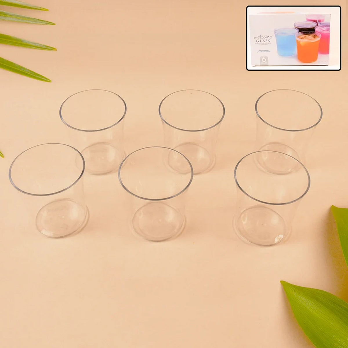Plastic Glass Set – Durable 6-Piece Drinkware for Daily Use