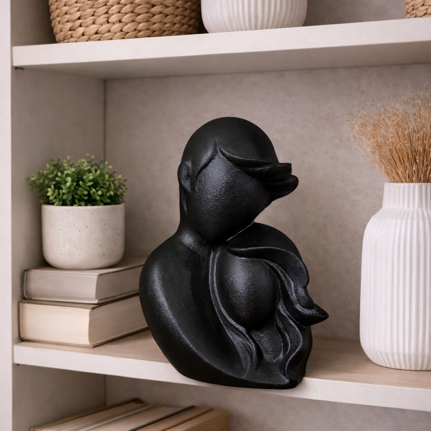 Abstract Couple Figurine Black | Modern Home Decor Tabletop Sculpture