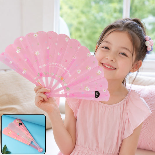 Foldable Hand Fan for Kids Lightweight Safe Manual Cooling Fan (1 Pc)