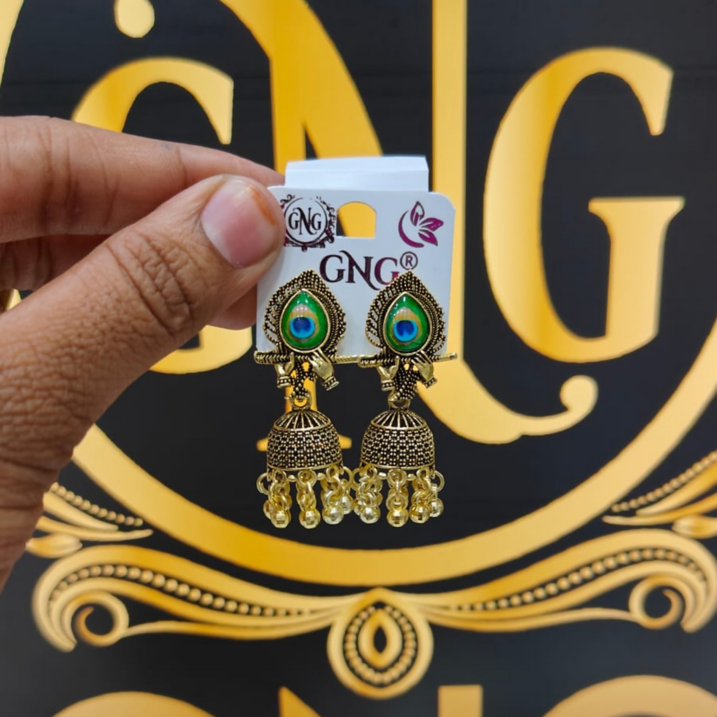 Traditional Elegant Oxidised Gold Plated Peacock Design Jhumka Earrings for Women